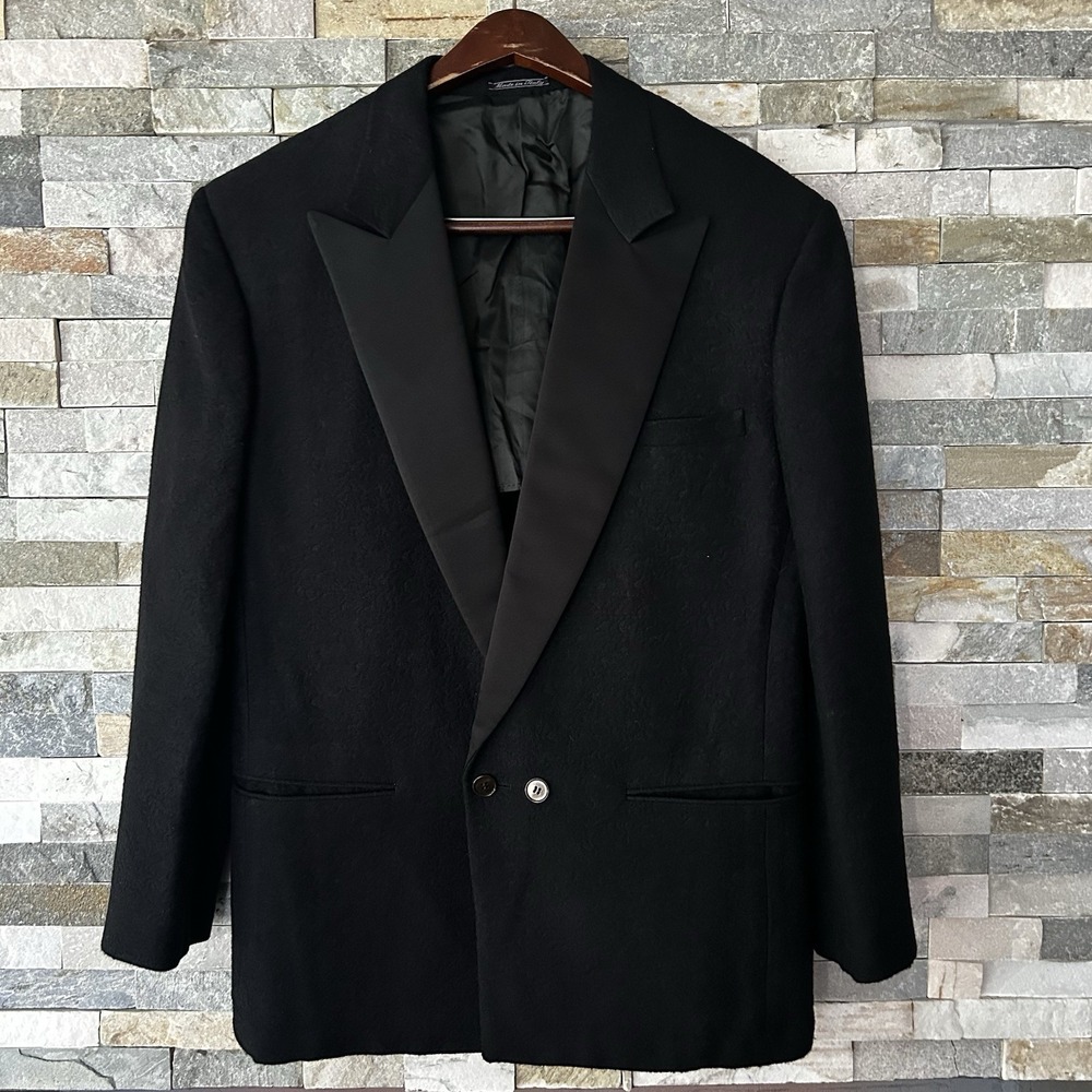 Vintage Gianni Versace 90s Tuxedo Wool Silk 2 Piece Suit Blazer Black 42R